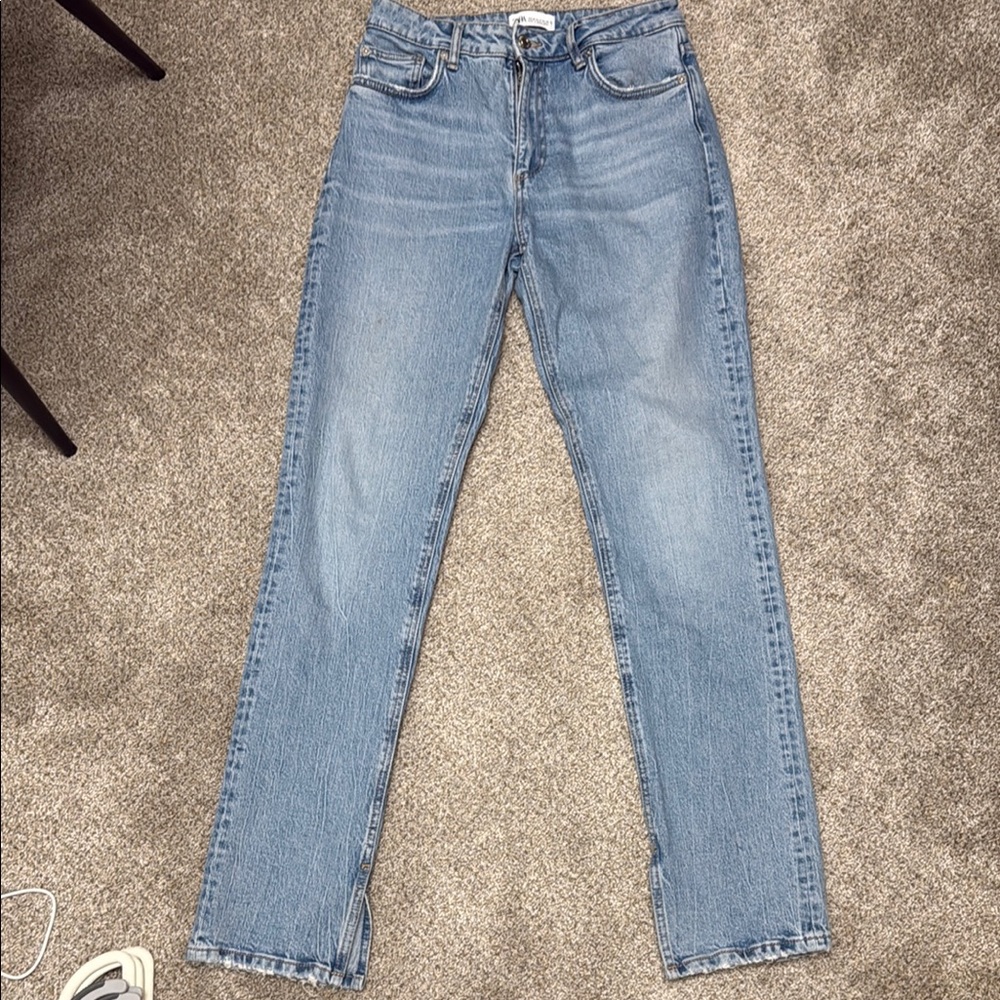 Zara Light Blue Straight Leg Jeans